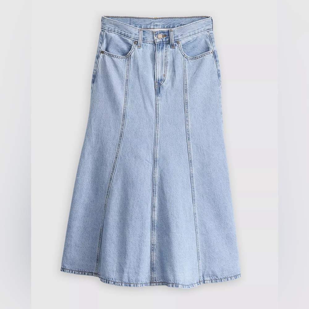 LEVIβS FIT AND FLARE SKIRT New! Zip Front W/ 4 Pockets Color: I Will - Blue π - Picture 10 of 12
